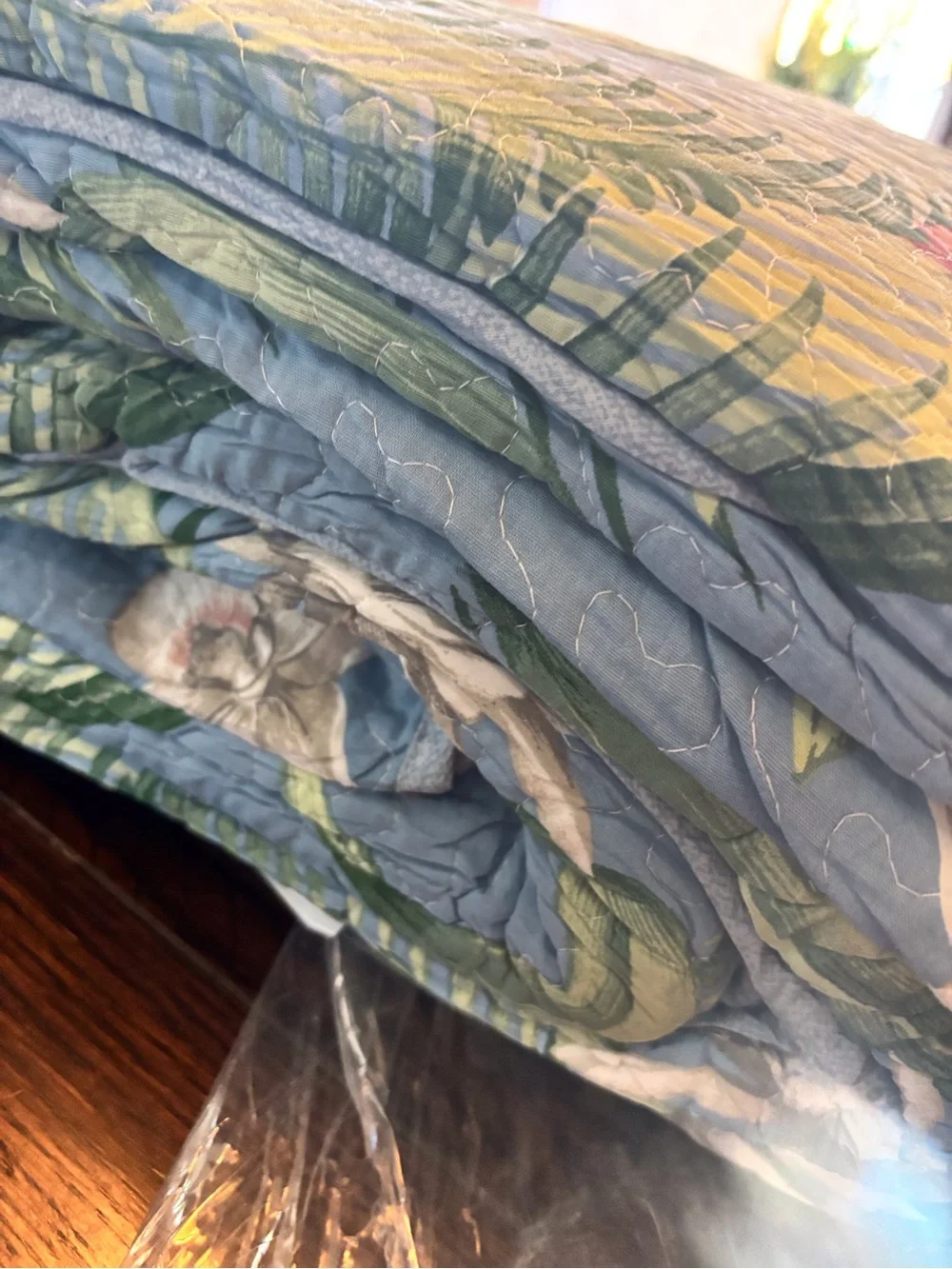 Tropical Floral King Quilt Set Botanical Palm Coastal Bedding NWT